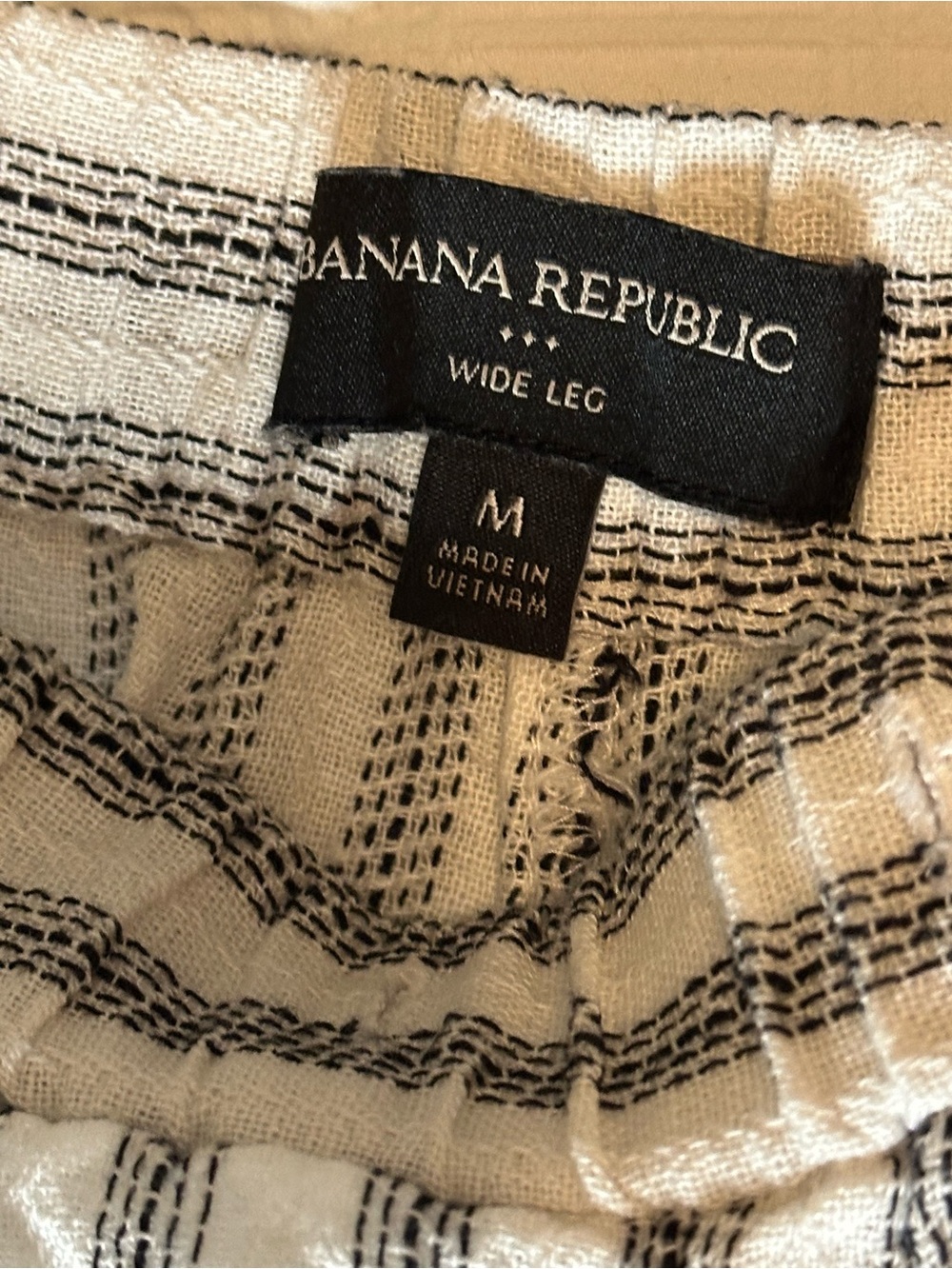 Banana Republic Striped Wide-Leg Linen Blend Pants - White & Black - Picture 2 of 4